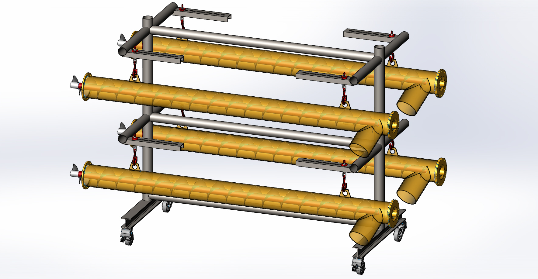 管螺杆输送机，组装完成并准备喷漆